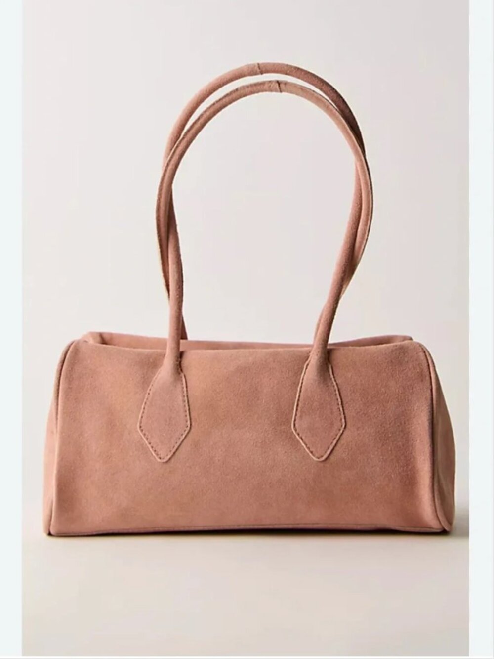Free People Suede Barrel Tote in Dusty Rose